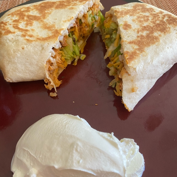 Buffalo or Barbeque Chicken and Rice Wraps