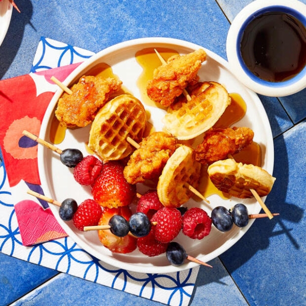 Air Fryer Chicken and Waffle Kabobs