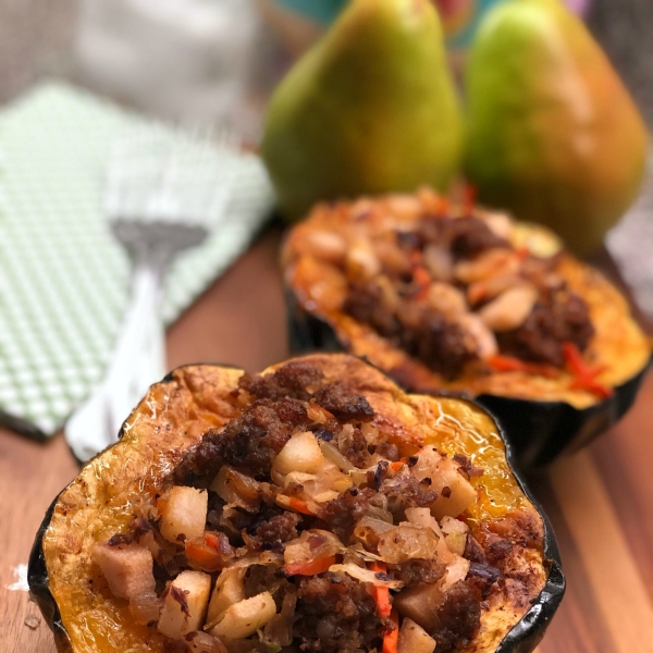 Sausage- and Pear-Stuffed Acorn Squash