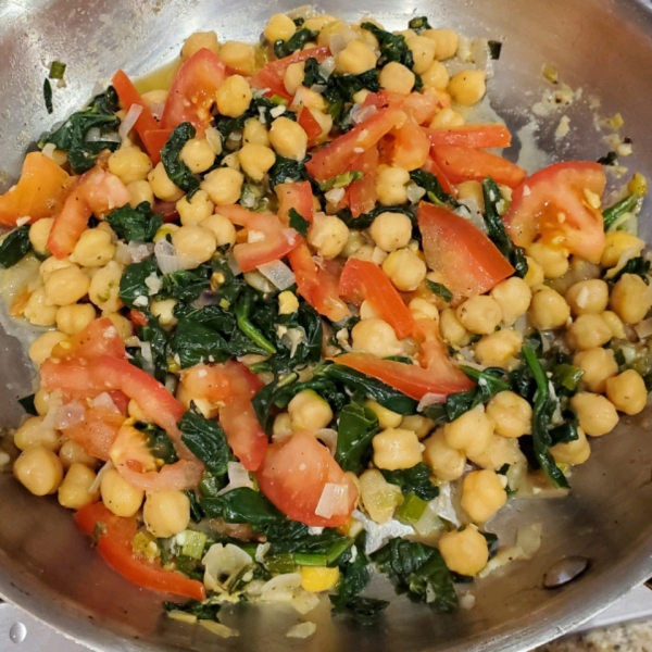 Swiss Chard with Garbanzo Beans and Fresh Tomatoes