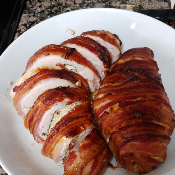 Bacon Wrapped Turkey Breast Stuffed with Spinach and Feta