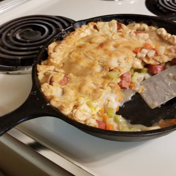 Smoked Sausage Skillet Pot Pie