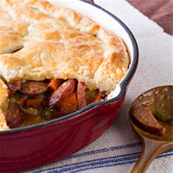 Smoked Sausage Skillet Pot Pie