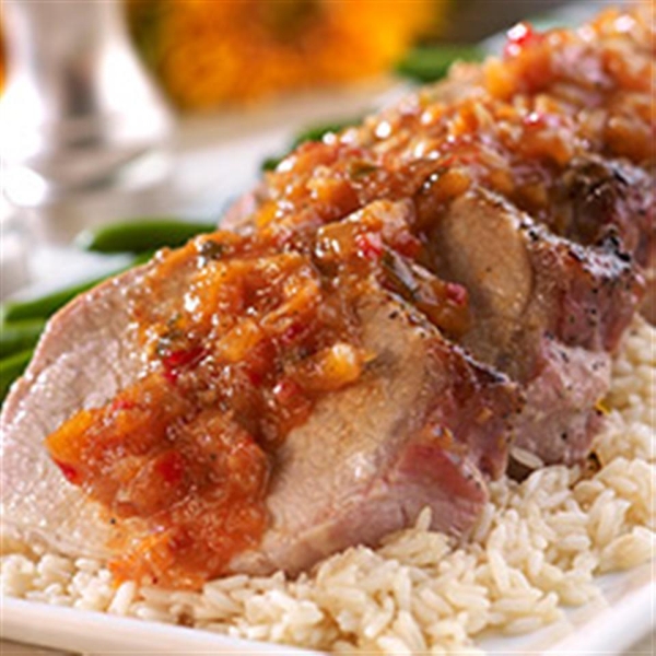 Pork Tenderloin with Tangy Pineapple Pepper Chutney Sauce