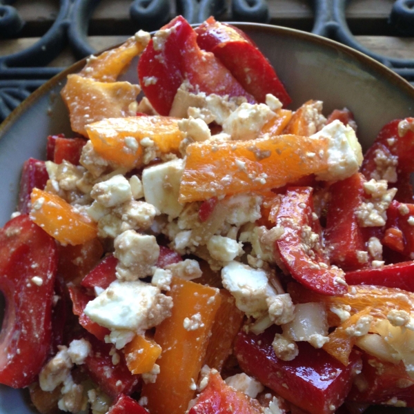 Easy Red Bell Pepper and Feta Salad