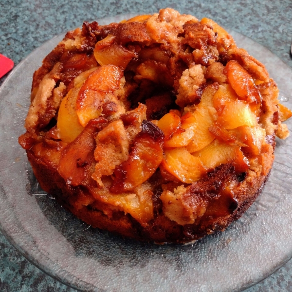 Peach Cobbler Upside-Down Pound Cake