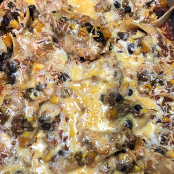 Mexican Stuffed Shells with Ground Beef