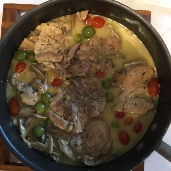 Chicken Thigh Fricassee with Mushrooms and Rosemary