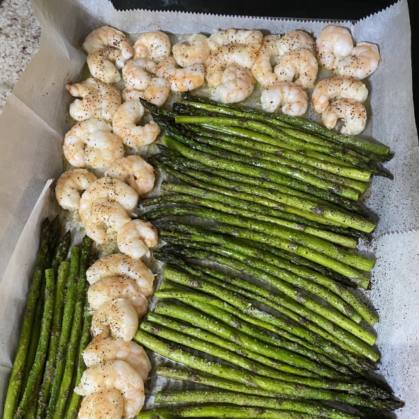 Sheet Pan Lemon Butter Garlic Shrimp with Asparagus