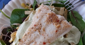 Grilled Fish Taco Salad with Avocado Dressing