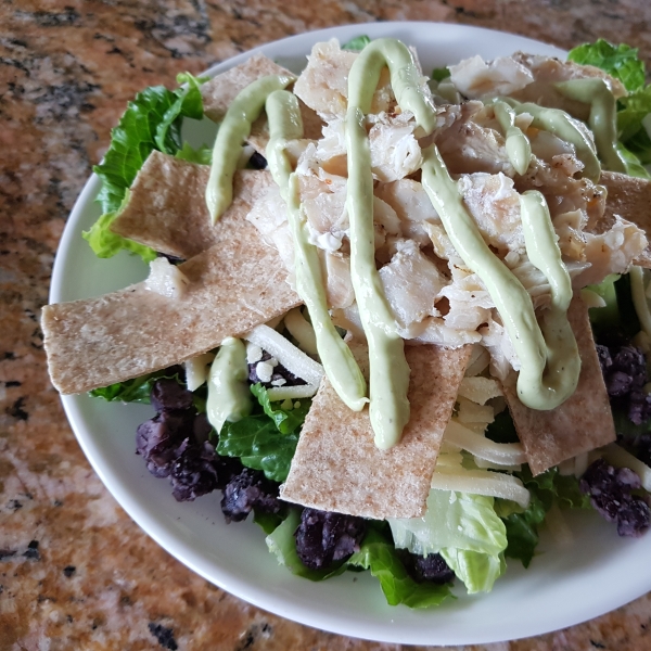 Grilled Fish Taco Salad with Avocado Dressing