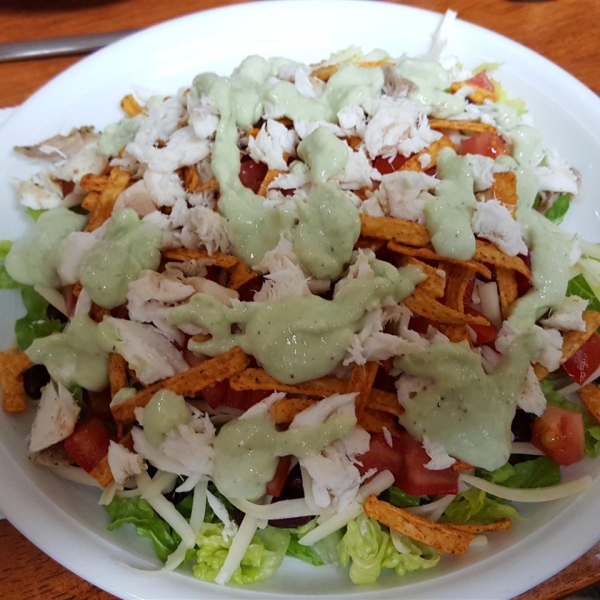 Grilled Fish Taco Salad with Avocado Dressing