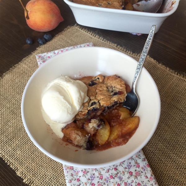 Gluten-Free Blueberry Muffin Peach Cobbler