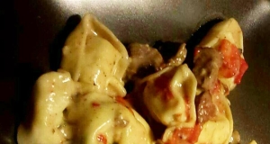 Tortellini Alfredo with Steak and Sausage