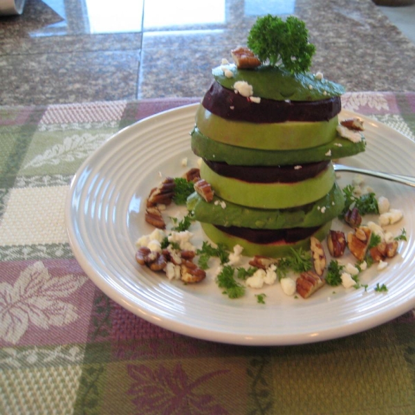 Roasted Beet, Avocado and Granny Smith Apples Tower