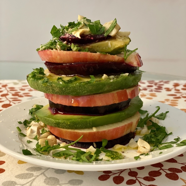Roasted Beet, Avocado and Granny Smith Apples Tower