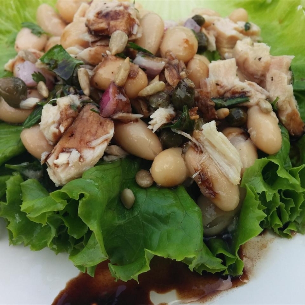 Tuna and White Bean Lettuce Wraps with Balsamic Syrup