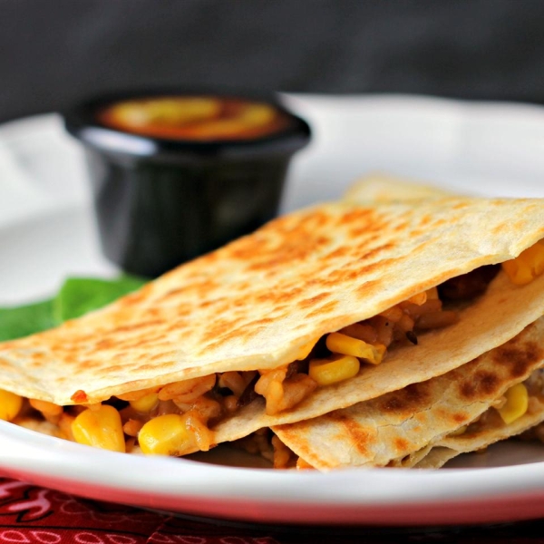 Wild Rice, Corn, and Black Bean Quesadillas