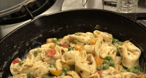 Tortellini Primavera with Garlic-Cream Sauce