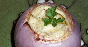 Roasted Red Onions Stuffed With Mascarpone Cheese