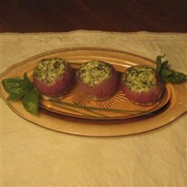 Roasted Red Onions Stuffed With Mascarpone Cheese
