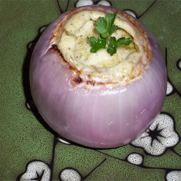 Roasted Red Onions Stuffed With Mascarpone Cheese