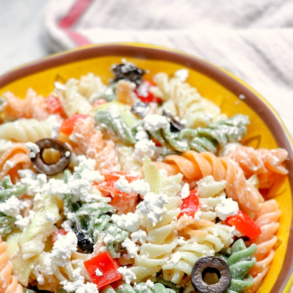 Tri-Colored Pasta with Feta Cheese