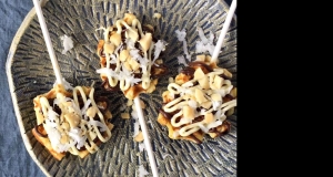 Mini Waffle Pops with Chocolate, Coconut, and Macadamia Nuts