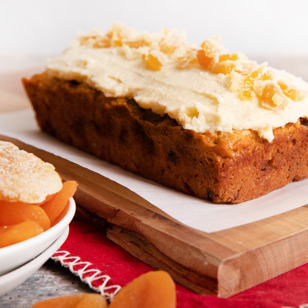 Reduced-Sugar Ginger-Apricot Fruit Cake With Hard Sauce Icing