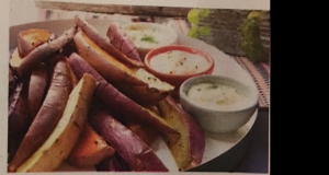 Roasted Rainbow Sweet Potatoes with Dipping Sauce 2 Ways
