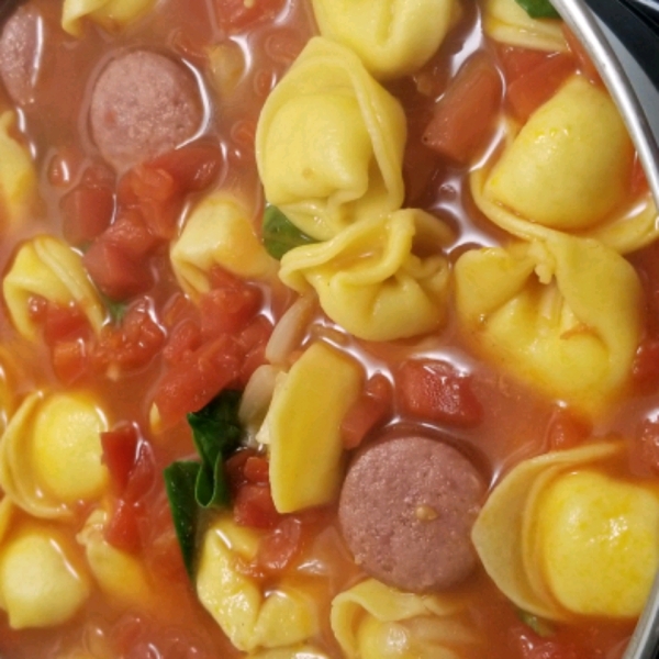 Smoked Sausage and Tortellini Soup
