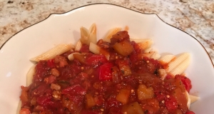 Spicy Eggplant and Pasta with Pancetta