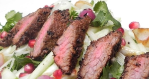 Gabe's Coffee-Crusted Hanger Steak with Apple, Fennel, and Herb Salad