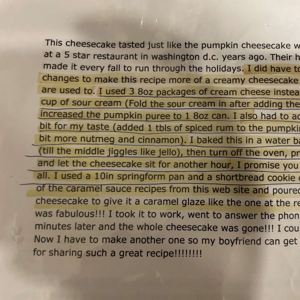 Double Layer Pumpkin Cheesecake