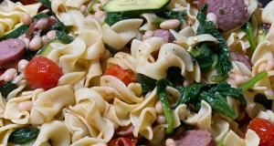 Smoked Sausage, White Bean and Spinach Pasta