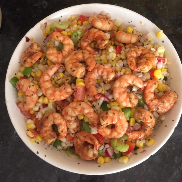 Grilled BBQ Shrimp with Citrus Corn Salad
