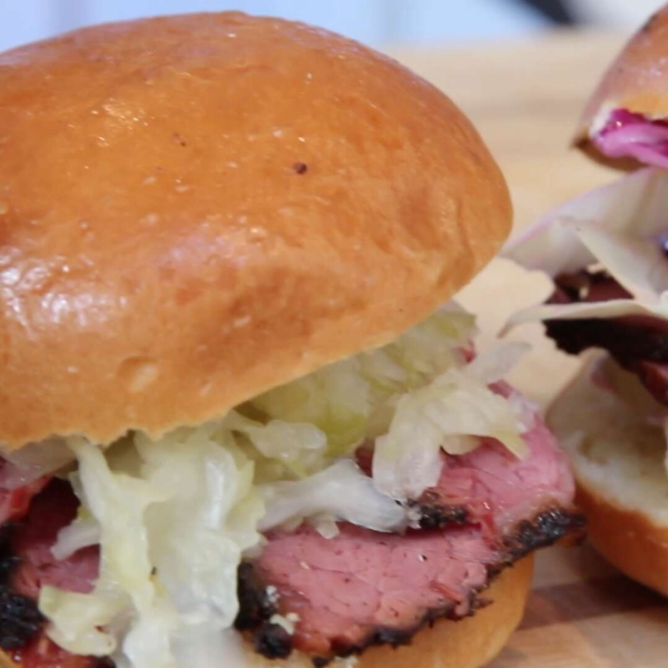 Smoked Corned Beef Sandwiches with Coleslaw
