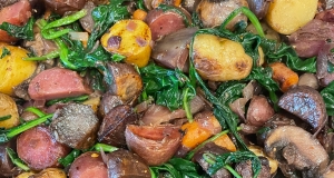 Vegetarian Purple Potatoes with Onions and Mushrooms