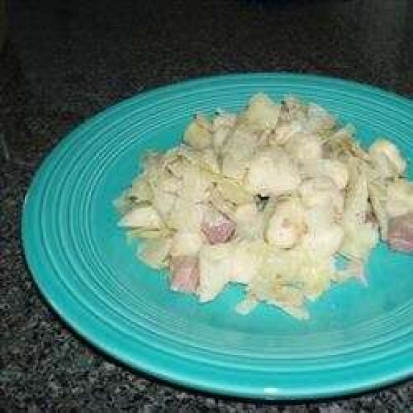 Cabbage and Noodles with Ham
