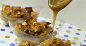 Coffee Liqueur Bread Pudding with Caramel Sauce