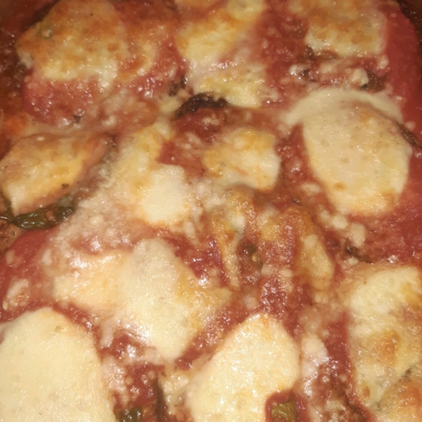 Eggplant Parmesan with Fresh Basil and Smoked Mozzarella