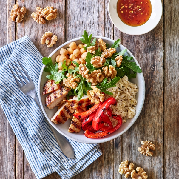 Thai Walnut BBQ Chicken Bowl