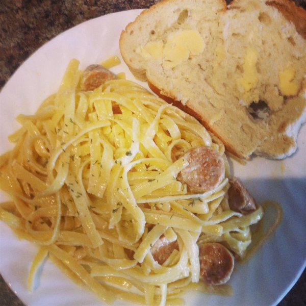 Fettuccini Alfredo With Sausage