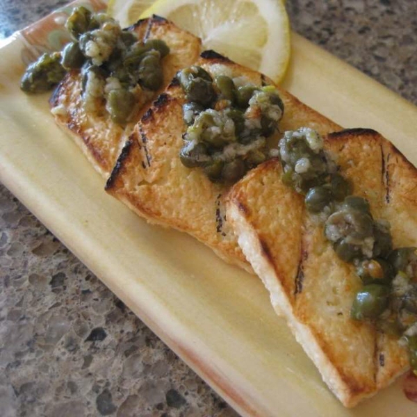 Crispy Halloumi Cheese with Caper Sauce