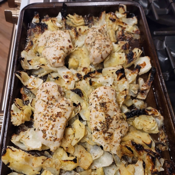 Dijon Pork with Apples and Cabbage