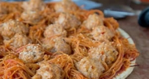 Spaghetti and Meatball Pizza