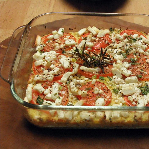 Squash with Tomato and Feta Cheese