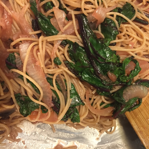Beet Greens and Noodles