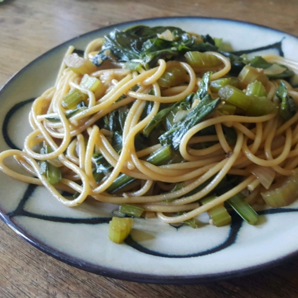 Beet Greens and Noodles