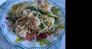 Shrimp Pasta with Grilled Asparagus
